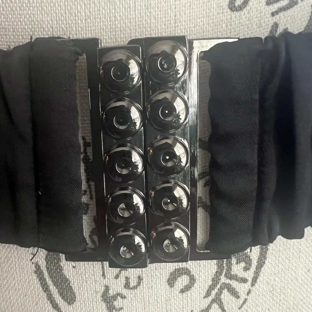 Black Ruched Elastic Waist Fashion Belt 28-40 Inches Interlocking Buckle